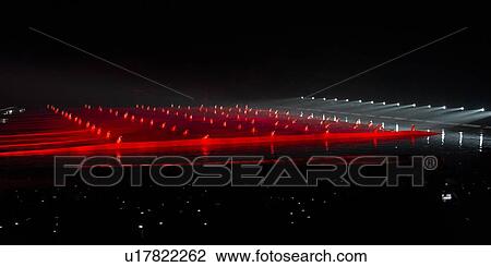 Stock Image - Impressions light show in the Yulong River, Yangshuo, Guilin, Guangxi Province, China. Fotosearch