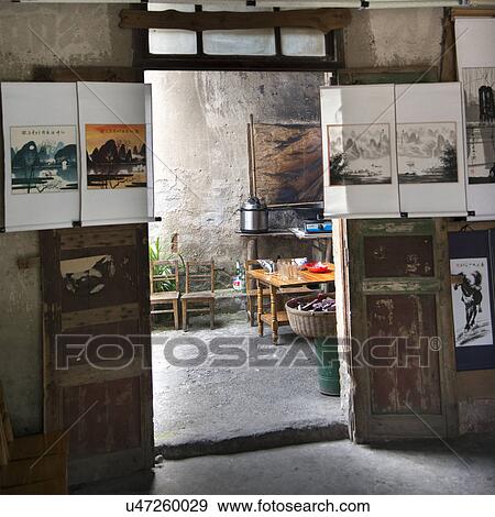 Stock Photo - Interiors of a traditional Chinese house, Fuli Village, Yangshuo, Guilin, Guangxi Province, China. Fotosearch