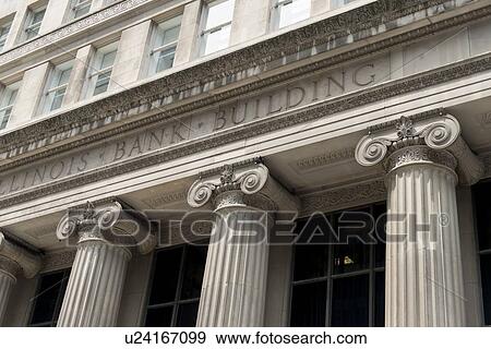 Stock Photo - Low angle view of a bank building, Continental Illinois, LaSalle Street, Chicago, Cook County, Illinois, USA. Fotosearch