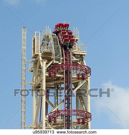 Stock Image - Low angle view of a rollercoaster, Universal Studios, Orlando, Florida, USA. Fotosearch