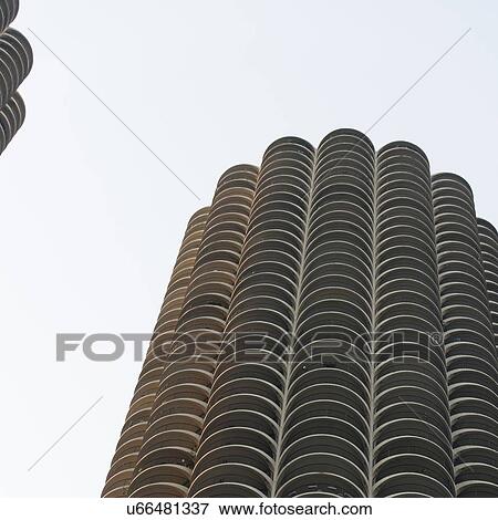 Low angle view of a tower, Marina City, Chicago, Cook County, Illinois, USA View Large Photo Image Stock Photo - Low angle view of a tower, Marina City, Chicago, Cook County, Illinois, USA. Fotosearch