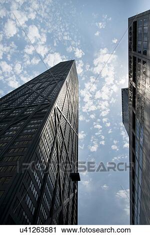 Stock Image - Low angle view of John Hancock Tower, Chicago, Cook County, Illinois, USA. Fotosearch