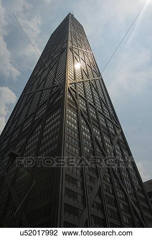 Stock Image - Low angle view of John Hancock Tower, Chicago, Cook County, Illinois, USA. Fotosearch
