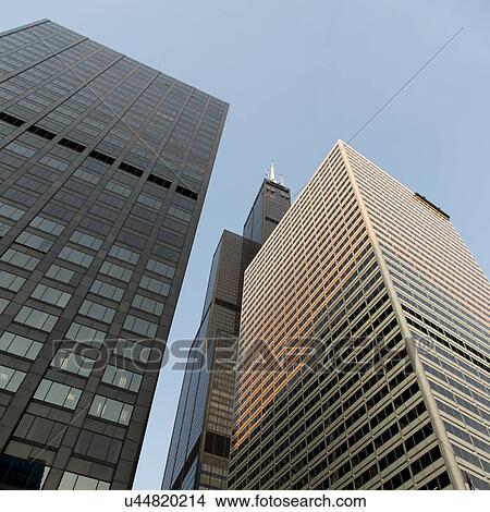 Low angle view of skyscrapers, Chicago, Cook County, Illinois, USA View Large Photo Image Picture - Low angle view of skyscrapers, Chicago, Cook County, Illinois, USA. Fotosearch