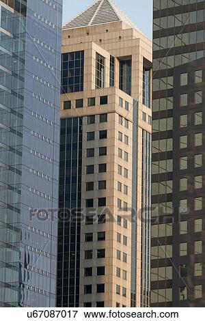 Low angle view of skyscrapers, Fulton River District, Chicago, Cook County, Illinois, USA View Large Photo Image Stock Photo - Low angle view of skyscrapers, Fulton River District, Chicago, Cook County, Illinois, USA. Fotosearch