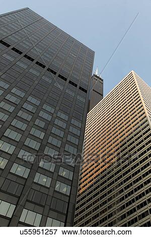 Low angle view of skyscrapers, Sears Tower, Chicago, Cook County, Illinois, USA View Large Photo Image Stock Photo - Low angle view of skyscrapers, Sears Tower, Chicago, Cook County, Illinois, USA. Fotosearch