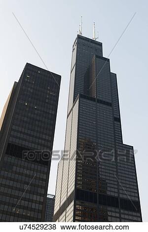 Stock Photo - Low angle view of skyscrapers, Sears Tower, Chicago, Cook County, Illinois, USA. Fotosearch