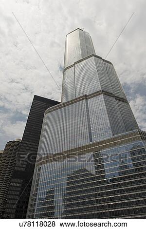 Stock Photo - Low angle view of Trump Tower, Chicago, Cook County, Illinois, USA. Fotosearch