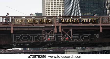 Stock Photograph - People walking on Madison Street Bridge, Chicago, Cook County, Illinois, USA. Fotosearch