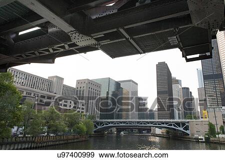 Stock Photo - Skyscrapers at the waterfront, Chicago River, Chicago, Cook County, Illinois, USA. Fotosearch