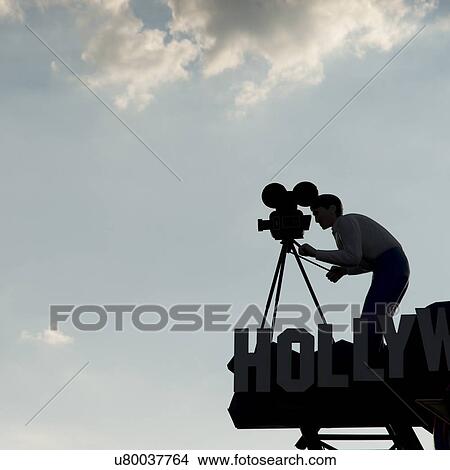 Picture - Statue of cameraman at Hollywood Wax Museum, Marvel Cave Park, Branson, Taney County, Missouri, USA. Fotosearch