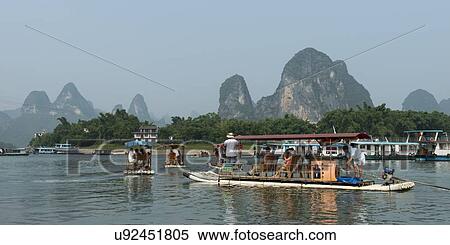 Tourboats in the Li River, Xingping, Yangshuo, Guilin, Guangxi Province, China View Large Photo Image Stock Photography - Tourboats in the Li River, Xingping, Yangshuo, Guilin, Guangxi Province, China. Fotosearch