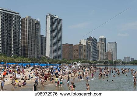 Tourists on the beach, Lake Michigan, Chicago, Cook County, Illinois, USA View Large Photo Image Stock Photograph - Tourists on the beach, Lake Michigan, Chicago, Cook County, Illinois, USA. Fotosearch
