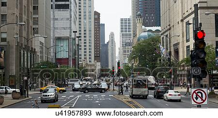 Traffic on the road in Chicago, Cook County, Illinois, USA View Large Photo Image Stock Image - Traffic on the road in Chicago, Cook County, Illinois, USA. Fotosearch