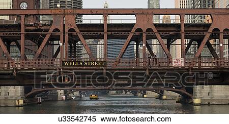 Wells Street Bridge over a river, Chicago River, Chicago, Cook County, Illinois, USA View Large Photo Image Stock Photography - Wells Street Bridge over a river, Chicago River, Chicago, Cook County, Illinois, USA. Fotosearch