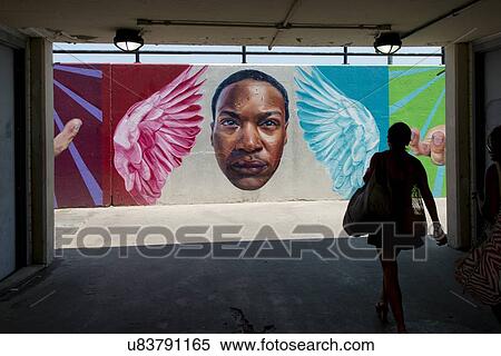 Stock Photography - Woman walking in an underpass, Chicago, Cook County, Illinois, USA. Fotosearch