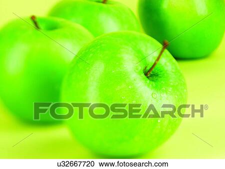 Stock Image - apple, close-up, blurred, abundance. Fotosearch