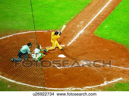 Picture - baseball, bat, baseball helmet, adults. Fotosearch