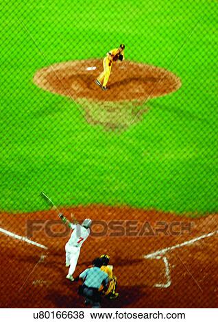 Stock Photo - baseball, bat, baseball helmet, adults. Fotosearch