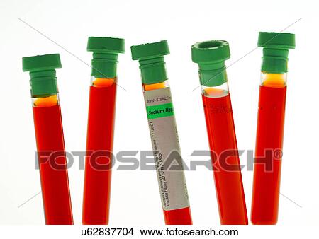 Picture - beaker, cap, blood, analysis. Fotosearch