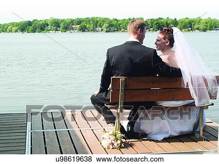 Bench, Bride, Brown Hair, Caucasian View Large Photo Image Stock Photo - Bench, Bride, Brown Hair, Caucasian. Fotosearch