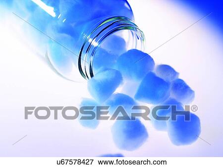 Stock Photo - blue, bottle, cotton, jar. Fotosearch