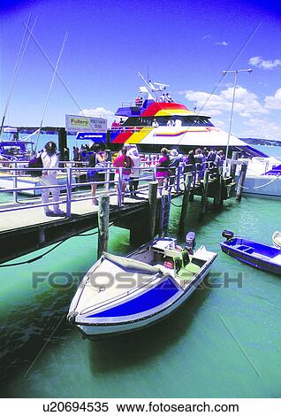 Stock Photography - Blue Sky, Boat, Bridge, Clouds, Day. Fotosearch
