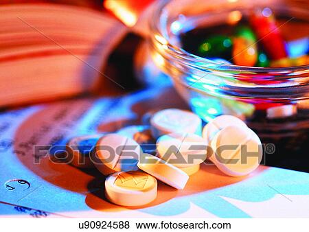 Stock Photo - bottle, close-up, capsules, antidote. Fotosearch