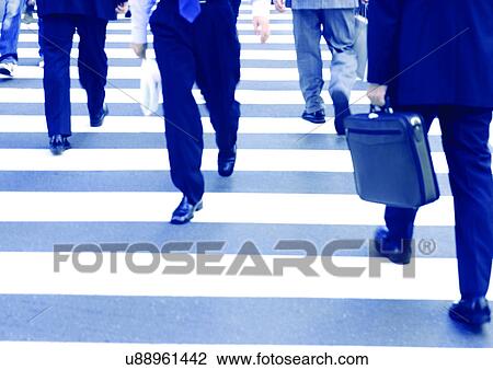 Stock Image - Businessmen, Commuter, Crossing, Crosswalk. Fotosearch