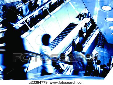 Carrying, Holding, Moving Up, Escalator, Indoor View Large Photo Image Stock Photo - Carrying, Holding, Moving Up, Escalator, Indoor. Fotosearch
