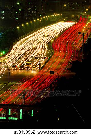 Cars, Night, Land Vehicle, Illuminated, Aerial View View Large Photo Image Stock Image - Cars, Night, Land Vehicle, Illuminated, Aerial View. Fotosearch