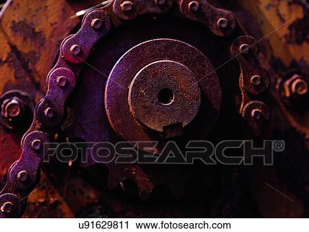 Stock Image - Chain, Circular, Close-Up, Cog, Device. Fotosearch