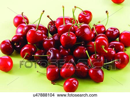 Picture - cherries, close-up, fresh fruit, freshness. Fotosearch