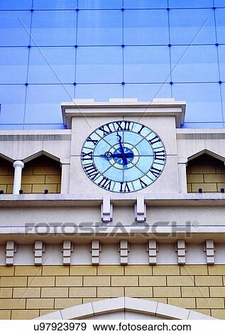 Stock Photo - Clock, Blue Sky, Clock Face, Building Exterior, Building, Tower, Architecture. Fotosearch