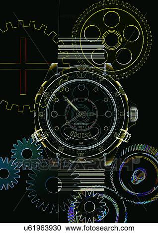 Stock Image - Diagram, Digital Display, Digital Enhancement, Indoor, Instrument Of Time. Fotosearch