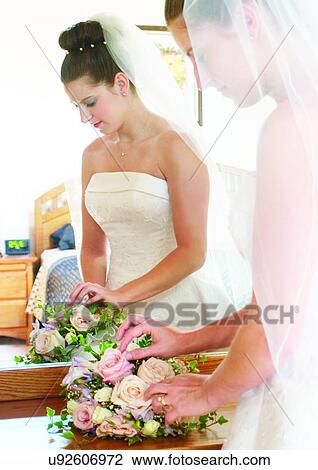 Holding, Standing, Wedding Dress View Large Photo Image Stock Image - Holding, Standing, Wedding Dress. Fotosearch