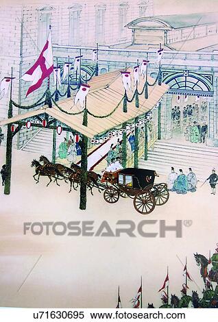 Stock Photography - Large Group Of People, Carriage, Day, Meiji-jinja Shrine, Chariot, Allegory. Fotosearch