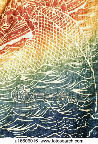 Stock Photograph - Nakamise-dori Street, Catching, Commercial Fishing Net, Fisherman. Fotosearch