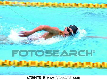 Stock Photo - one person, rows, blue. Fotosearch