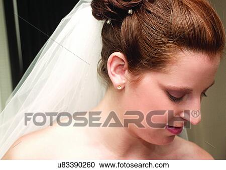 Stock Image - Veil, Close-Up, Head And Shoulders, Looking Down. Fotosearch