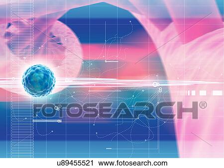 Stock Image - Biology, Blue, Cell, Close-Up, Computer Graphics. Fotosearch