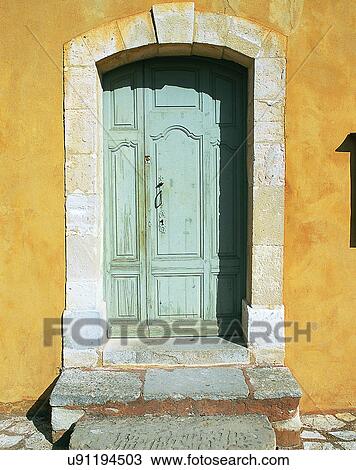 Stock Image - building, Europe, doors, walls, steps, shadow. Fotosearch