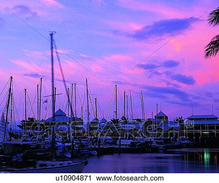 Stock Image - building, outdoors, boats, pier, water, Australia. Fotosearch