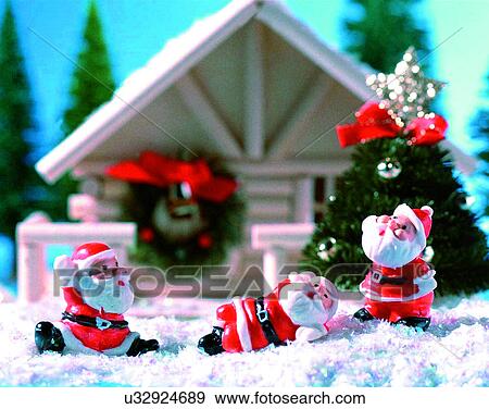 Christmas, indoors, santa claus, miniature, house, tree View Large Photo Image Stock Photo - Christmas, indoors, santa claus, miniature, house, tree. Fotosearch