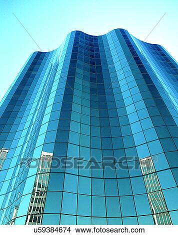 Picture - City view, modern look, outdoors, low angel view, sky, windows. Fotosearch