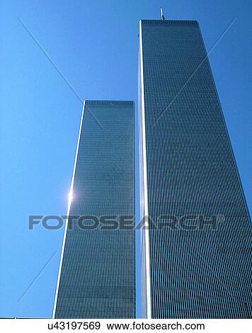 Stock Photo - City view, modern look, outdoors, low angel view, sky, windows. Fotosearch