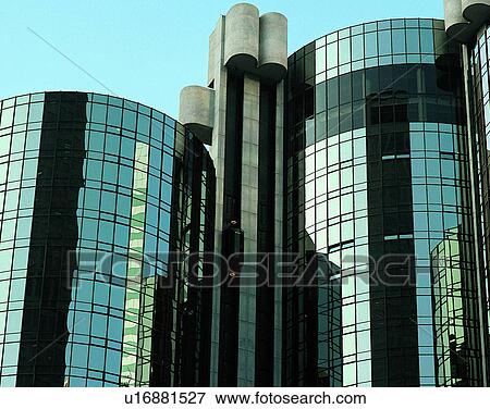 Stock Photo - City view, modern look, outdoors, sky, windows, building. Fotosearch