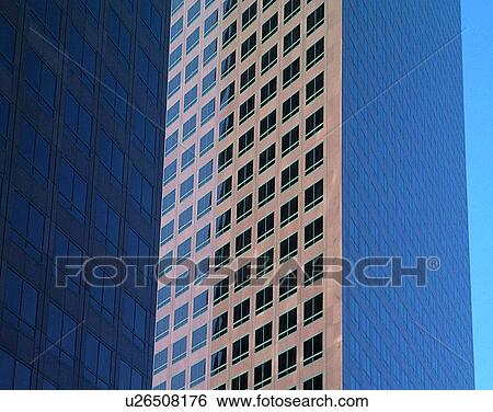 Stock Photograph - City view, modern look, outdoors, windows, building, day time. Fotosearch
