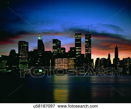 City view, outdoors, buildings, night time, lights, sky View Large Photo Image Stock Photo - City view, outdoors, buildings, night time, lights, sky. Fotosearch