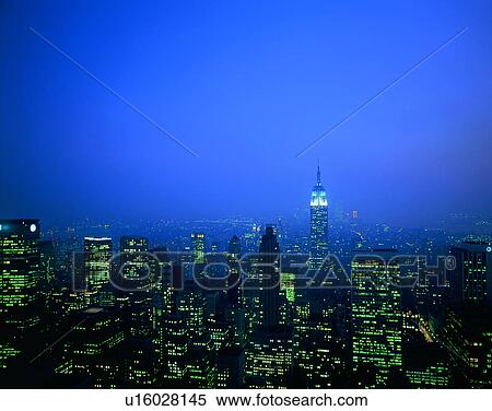 Stock Photography - City view, outdoors, night time, lights, sky, city. Fotosearch